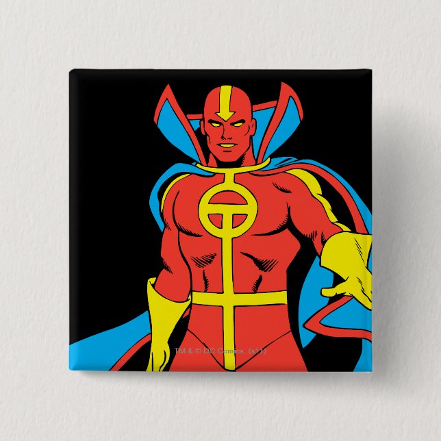 Red Tornado Pose 2 Inch Square Button (Front)