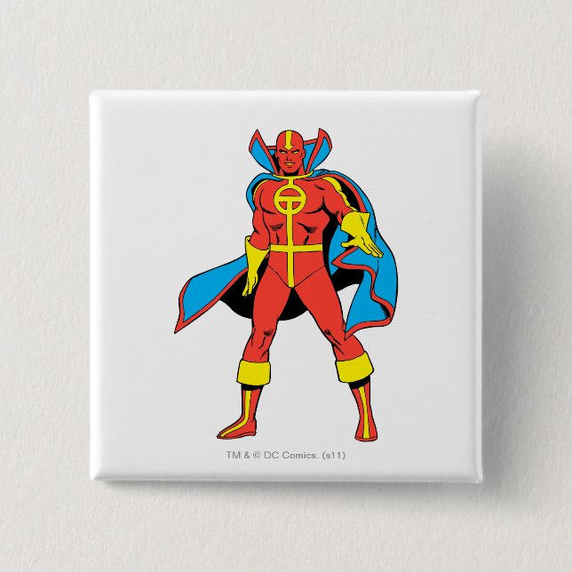 Red Tornado Pose 2 Inch Square Button (Front)
