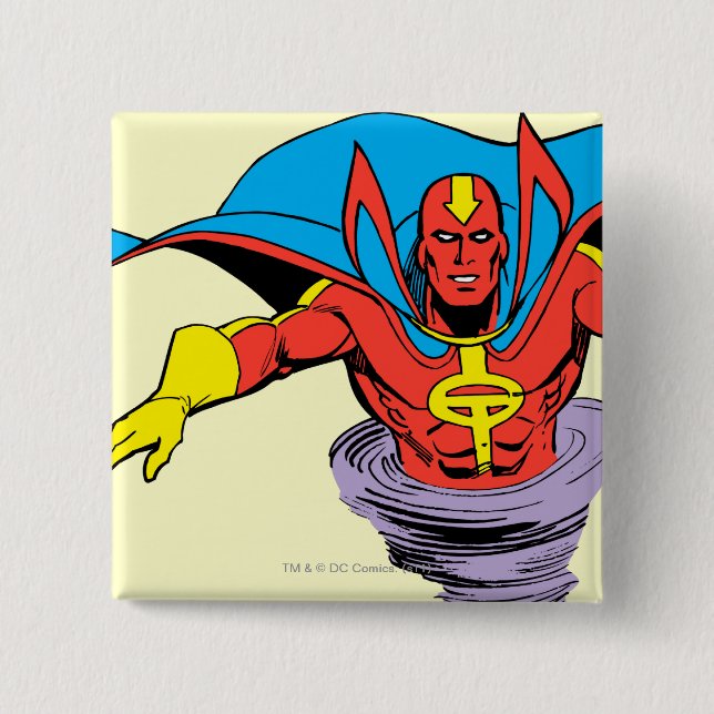 Red Tornado Twister 2 Inch Square Button (Front)