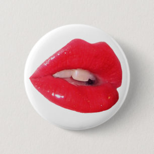 Red Toxic Kiss 2 Inch Round Button