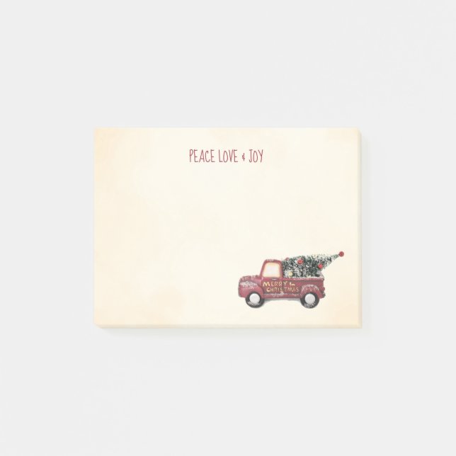 Red Toy Truck Merry Christmas Post-it Notes (Front)