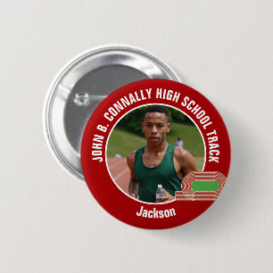 Red Track & Field Photo High School Athlete 2 Inch Round Button