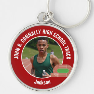 Red Track & Field Photo High School Athlete Keychain