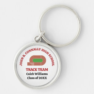 Red Track Team Custom High School Runner Keychain