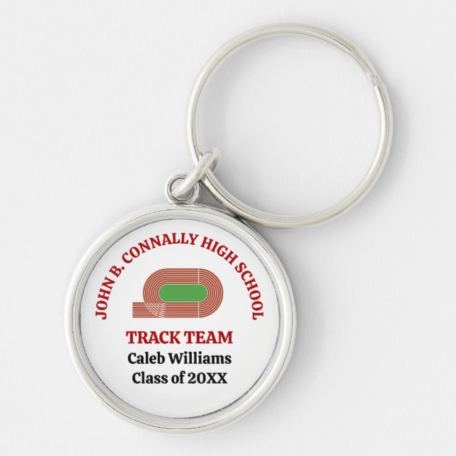 Red Track Team Custom High School Runner Keychain (Front)