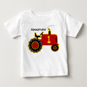 Red Tractor 1st Birthday Personalized Baby T-Shirt