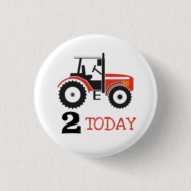 Red Tractor Birthday Age Badge Button (Front)