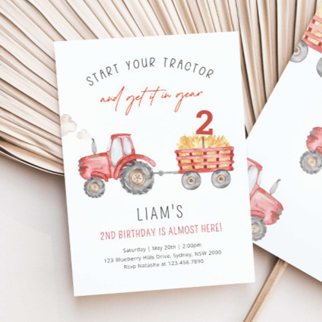 Red Tractor Birthday Any Age Farm Party Invitation (Creator Uploaded)