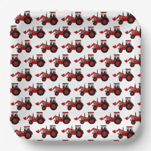 Red Tractor Birthday Party Paper Plate