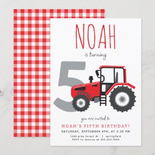 Red Tractor Cinquième anniversaire Invitation