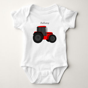 Red Tractor Custom Baby Bodysuit