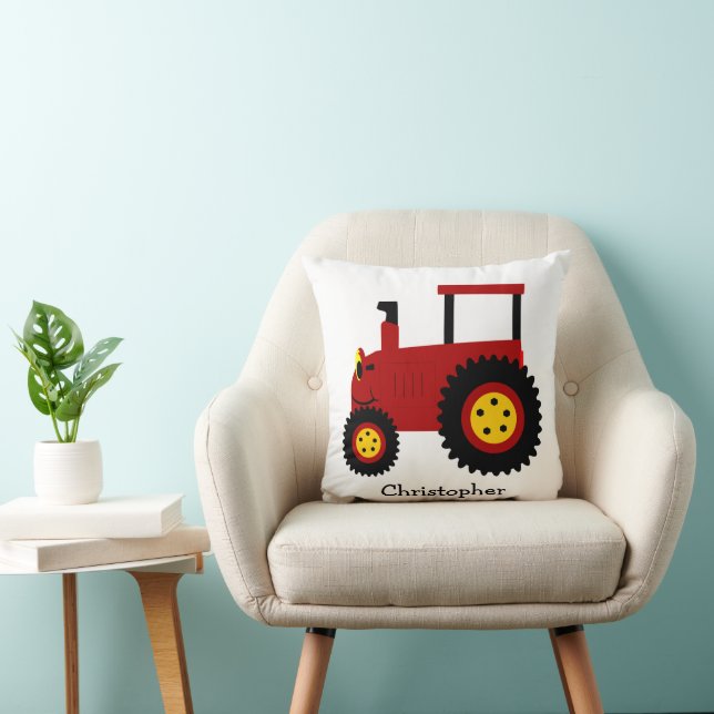 Red Tractor Design Personalised Throw Pillow (Chair)