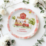 Red tractor farm animals birthday paper plate<br><div class="desc">Red tractor farm animals birthday Paper Plates 
Matching items are available.</div>