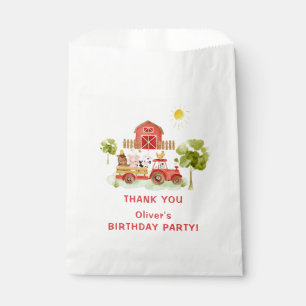 Red tractor farm animals birthday party favour bag