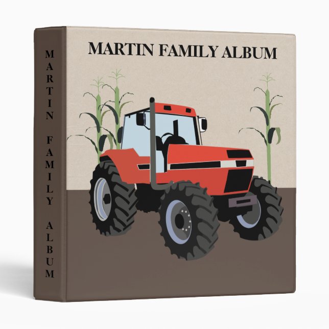 Red Tractor Farm Farming Corn  3 Ring Binder (Front/Spine)