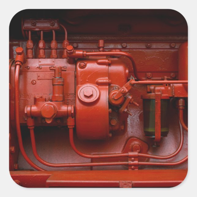 Red Tractor Motor Square Sticker (Front)