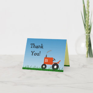 Red Tractor Party Thank You Note Card