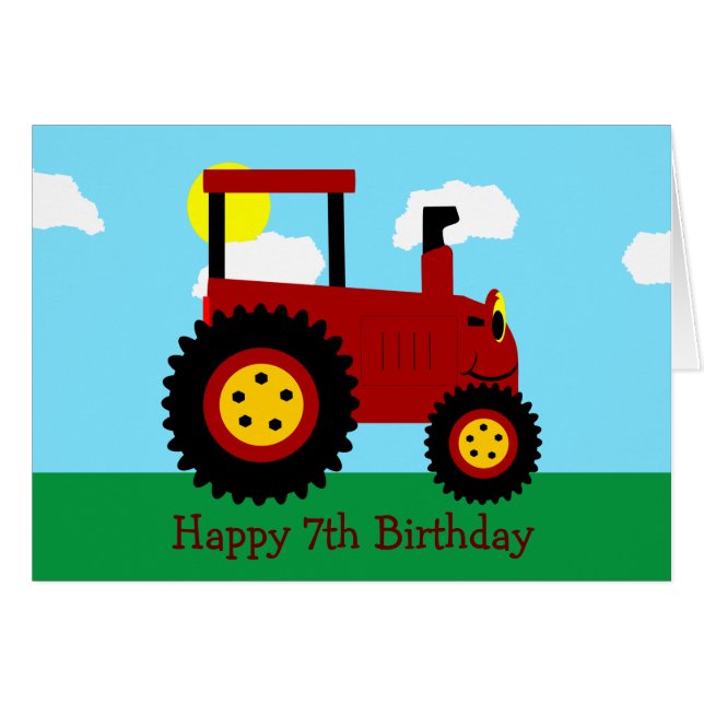 Red Tractor Personnalisé 7e anniversaire (Devant horizontal)
