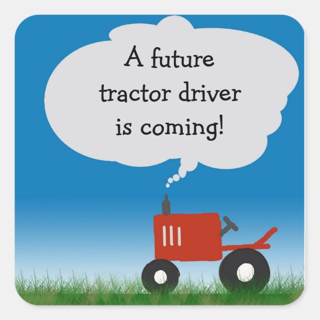 Red Tractor Sticker: envelope seal for baby shower (Front)