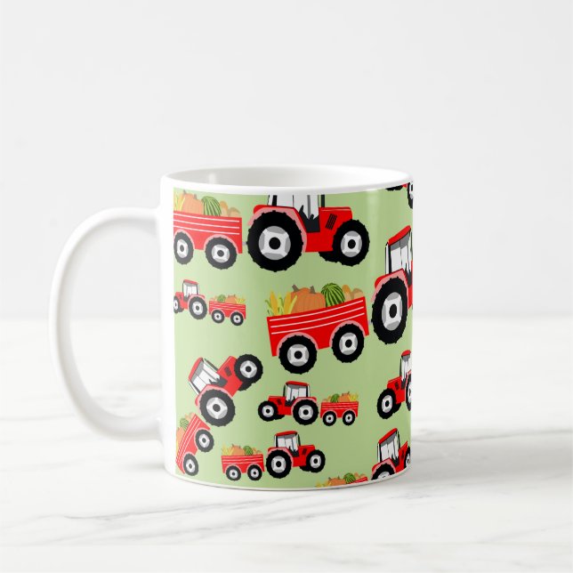 Red Tractor Truck Farm Produce Coffee Mug (Left)