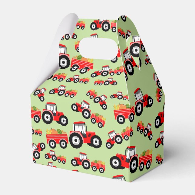 Red Tractor Truck Farm Produce Favor Box (Front Side)