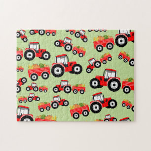 Red Tractor Truck Farm Produce Jigsaw Puzzle