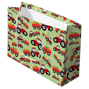 Red Tractor Truck Farm Produce Large Gift Bag