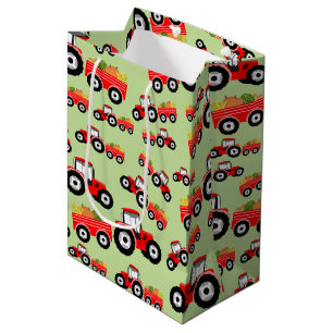 Red Tractor Truck Farm Produce Medium Gift Bag