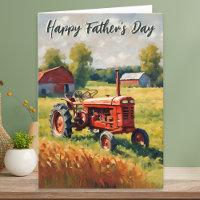 Red Tractor Vintage Rustic Farm Happy Father's Day