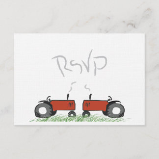 Red Tractor Wedding RSVP Card