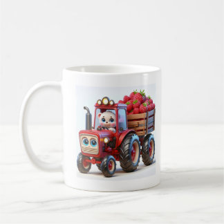 Red Tractor with Bear and Raspberries Baby Coffee Mug