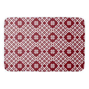 Red traditional Baltic Latvian Pattern Bath Mat