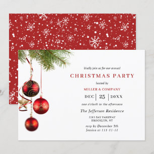Red Traditional Merry Christmas Holiday Party Invitation