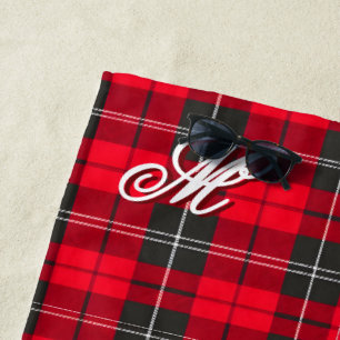 Red Traditional Plaid Tartan Modern Collection Beach Towel