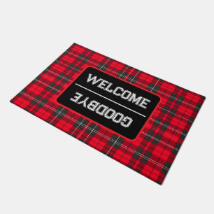Red Traditional Plaid Tartan Modern Collection Doormat