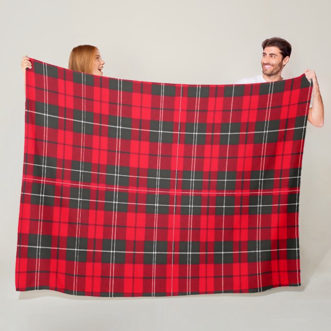 Red Traditional Plaid Tartan Modern Collection Fleece Blanket (In Situ)