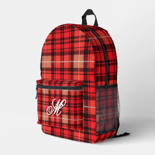Red Traditional Plaid Tartan Trendy Collection Printed Backpack