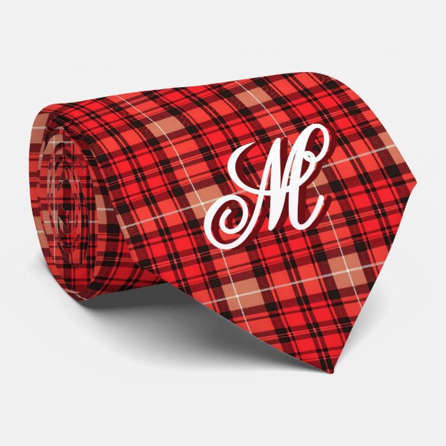 Red Traditional Plaid Tartan Trendy Collection Tie (Rolled)