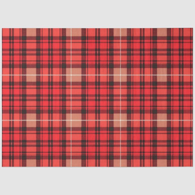 Red Traditional Plaid Tartan Trendy Collection Tissue Paper (Front)