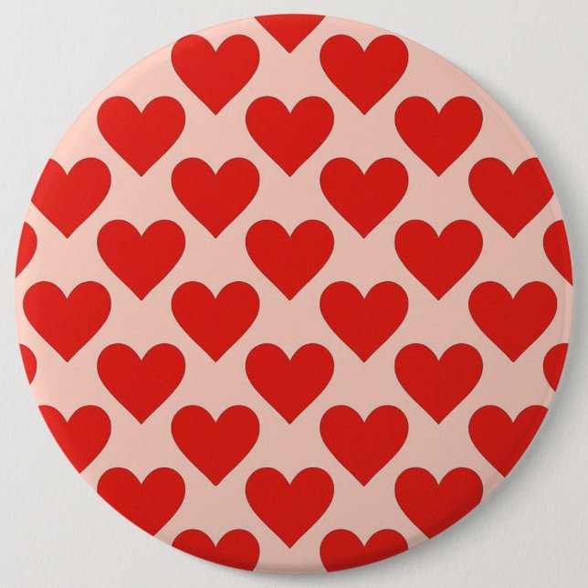 Red, traditional Valentine's day heart 6 Inch Round Button (Front)