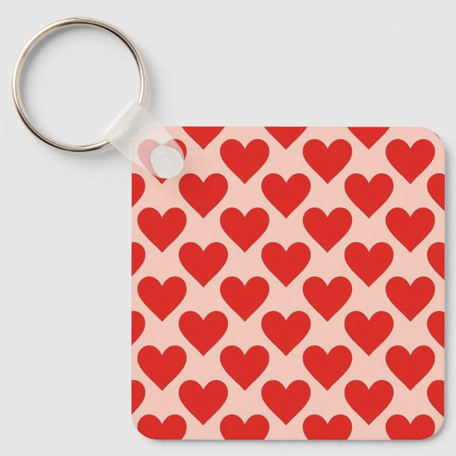 Red, traditional Valentine's day heart Keychain (Front)