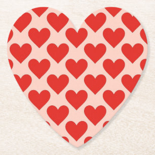 Red, traditional Valentine's day heart Paper Coaster