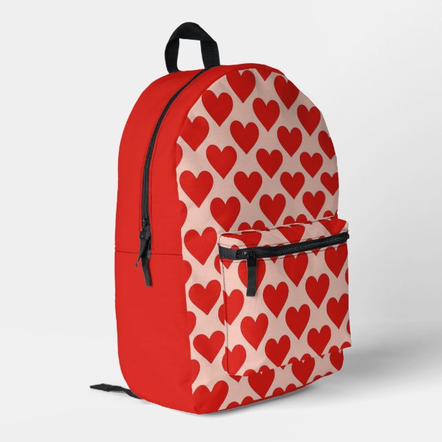 Red, traditional Valentine's day heart Printed Backpack (Back Corner Left)