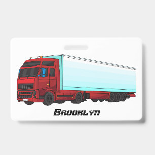 Red trailer truck illustration badge