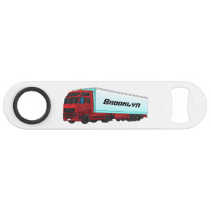 Red trailer truck illustration bar key