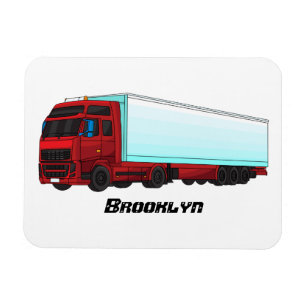 Red trailer truck illustration magnet