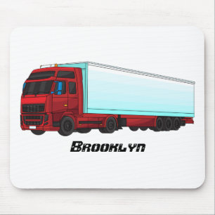 Red trailer truck illustration mouse pad