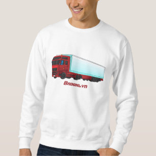 Red trailer truck illustration sweatshirt