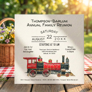 Red Train Family Reunion Invitation