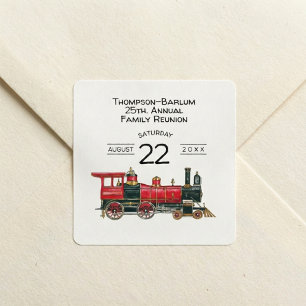 Red Train Family Reunion Square Sticker